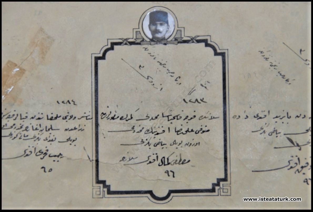 Mustafa Kemal's Certificate of Admission to the Staff School. (1902)
