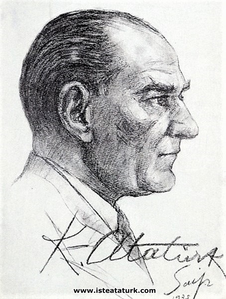Pattern made by Saip Tuna and signed by Atatürk. (1935)