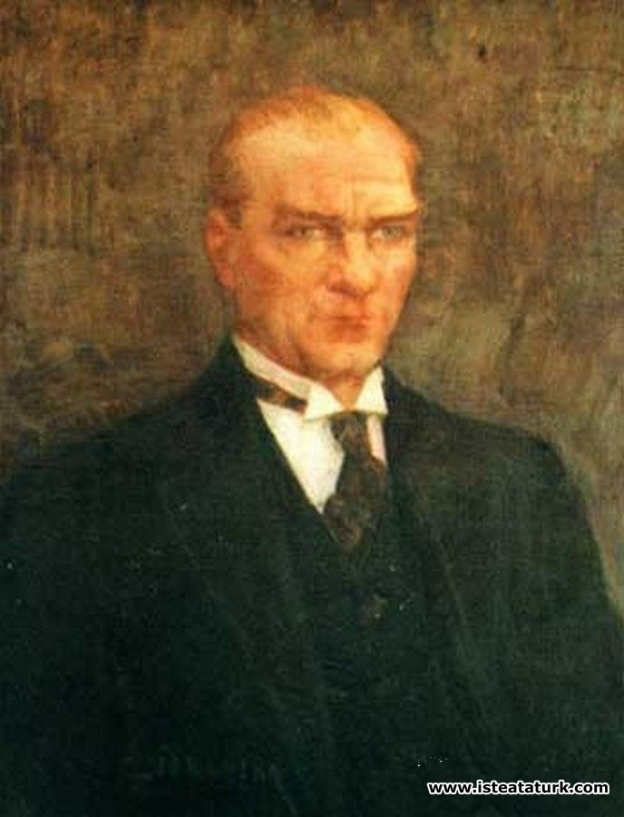 Atatürk portresi, duralit üzerine yağlıboya, 61 X 79 cm.