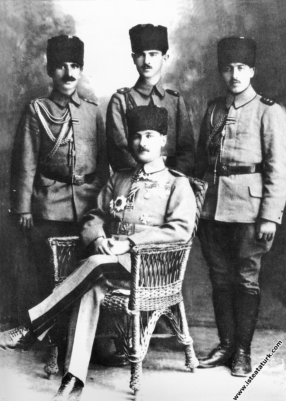 While he was the Commander of the Lightning Armies, he was in Aleppo with his aides. (1917)