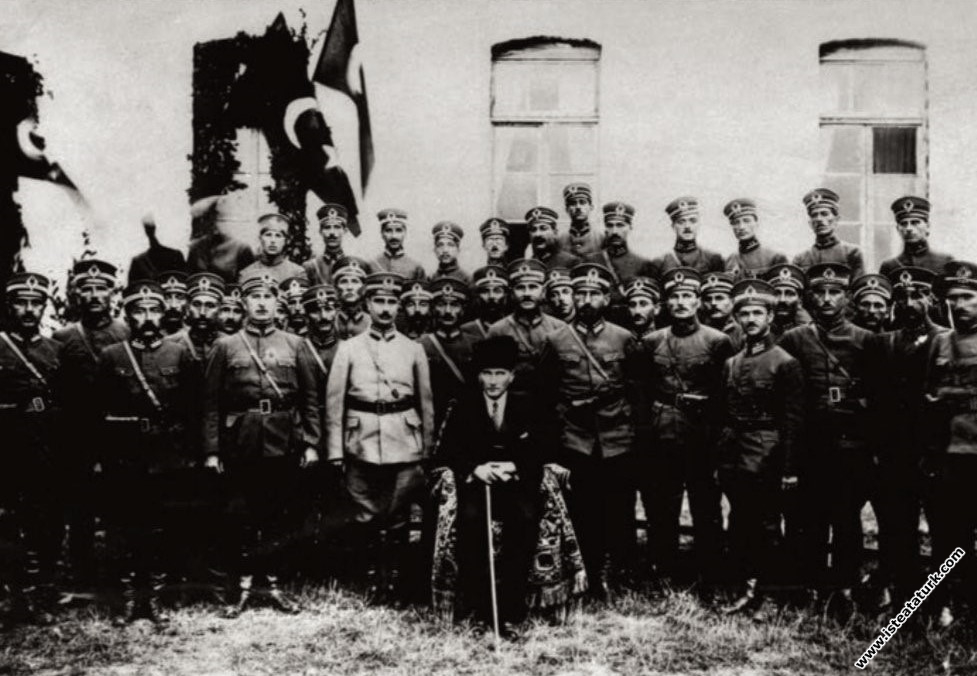 Gazi Mustafa Kemal Pasha with the 15th Division officers in Samsun. (24.09.1924)