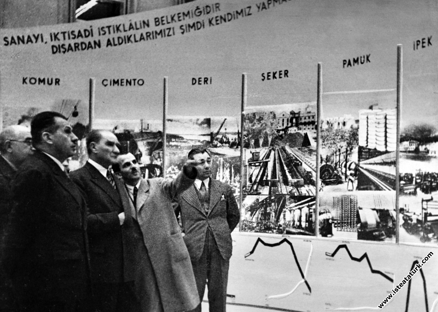 Atatürk visiting the Domestic Goods Exhibition at the Ankara Exhibition House. (10.11.1934)
