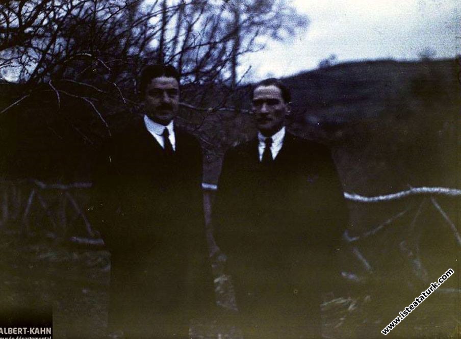 Gazi Mustafa Kemal Pasha, the Speaker of the Grand National Assembly of Turkey, with Rauf Orbay, the Chief of the Executive Deputies. (December 1922)