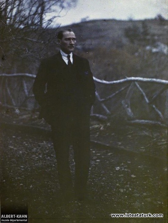 Gazi Mustafa Kemal Pasha, Speaker of the Grand National Assembly of Turkey, in the garden of Çankaya Mansion. (12.1922)
