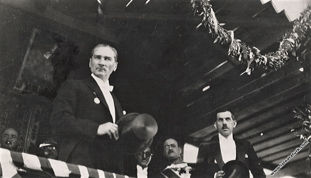 Mustafa Kemal Atatürk following the Republic Day p...