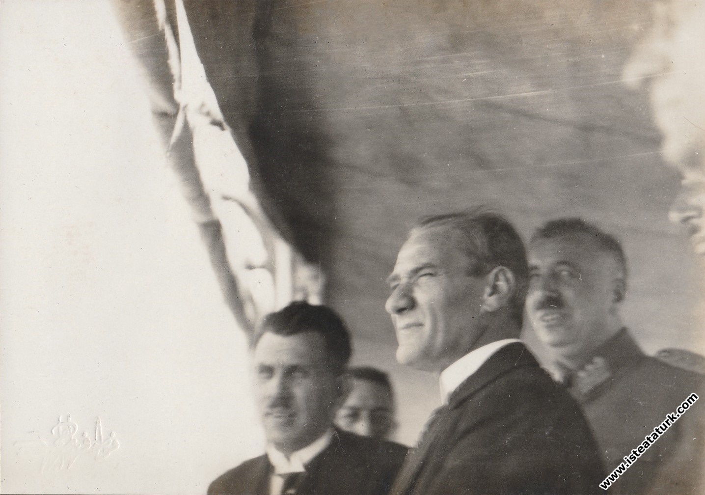 Mustafa Kemal Atatürk is on the deck of the Ertuğr...