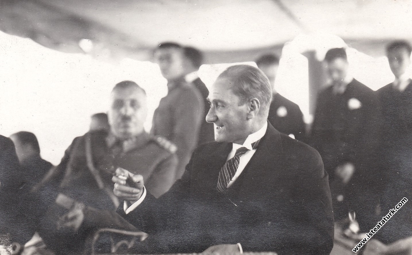 Mustafa Kemal Atatürk is on the deck of the Ertuğr...