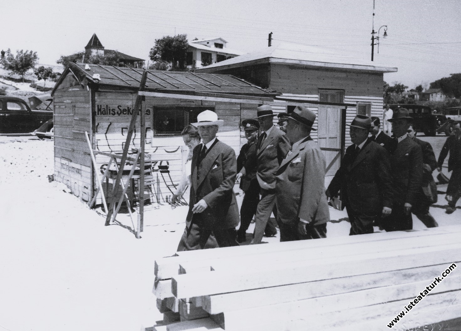 Mustafa Kemal Atatürk inspecting the construction of the Marine Pavilion in Florya. (28.06.1935)