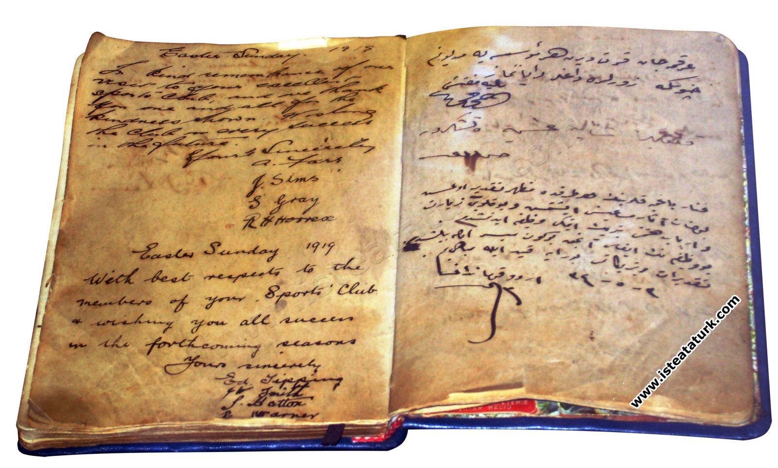 The note that Mustafa Kemal Pasha wrote in the honor book during his visit to Fenerbahçe Sports Club.  (May 3, 1918)